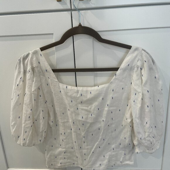 Senlis | White Floral Blue Dot Top - NWT - Picture 4 of 4
